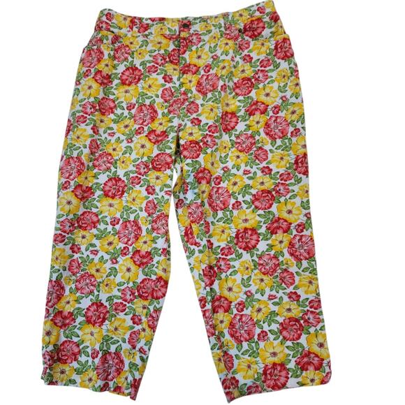 Jones New York Sport Palm Desert Floral Print Capri Pants Stretch Women's 16W - Picture 1 of 10